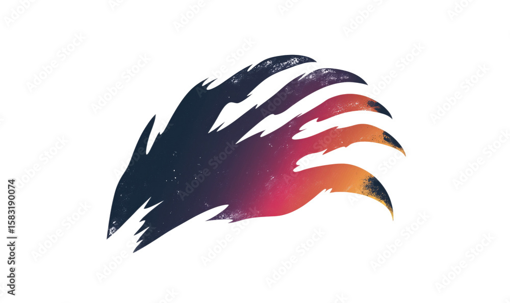 Poster stylized claw mark design with gradient colors and artistic flair, isolated on transparent backgroun