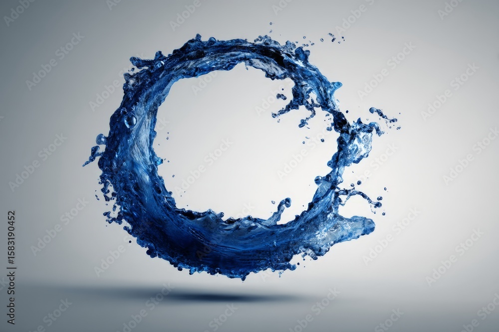 Aufkleber dynamic blue water splash capturing the essence of movement and fluidity in a circular form