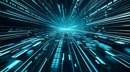 Digital pathway through a futuristic circuit board.