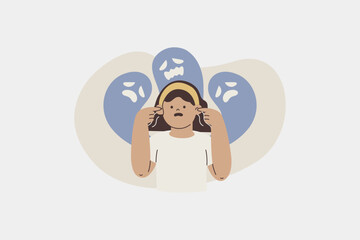 Person Experiencing Schizophrenia and Auditory Hallucinations Illustration