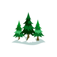 realistic pine trees glittering with fresh snow 