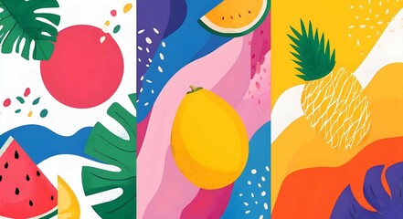 colorful fruit collage pattern 