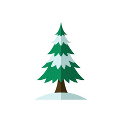 realistic snow capped pine tree on white 