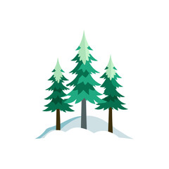 realistic snow dusted pine trees in forest 