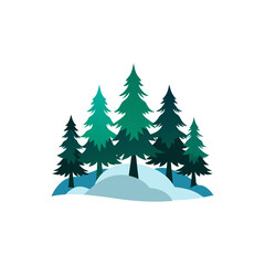 realistic snowy pine tree forest on white 