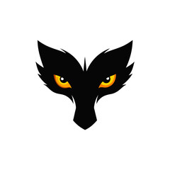 Obraz premium realistic wolf eyes glowing in darkness on white 