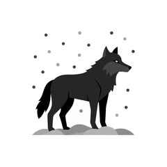 realistic wolf standing in heavy snowstorm 