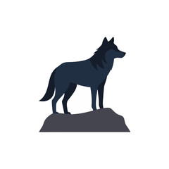 realistic wolf standing on rock on white 