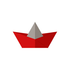 simple paper boat floating on white background  .svg