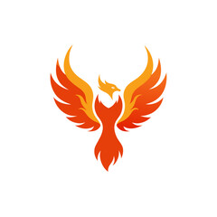 Fototapeta premium stylized phoenix rising from flames on white 