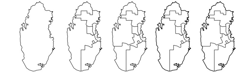 Qatar map – vector illustration of regions, districts, and urban areas