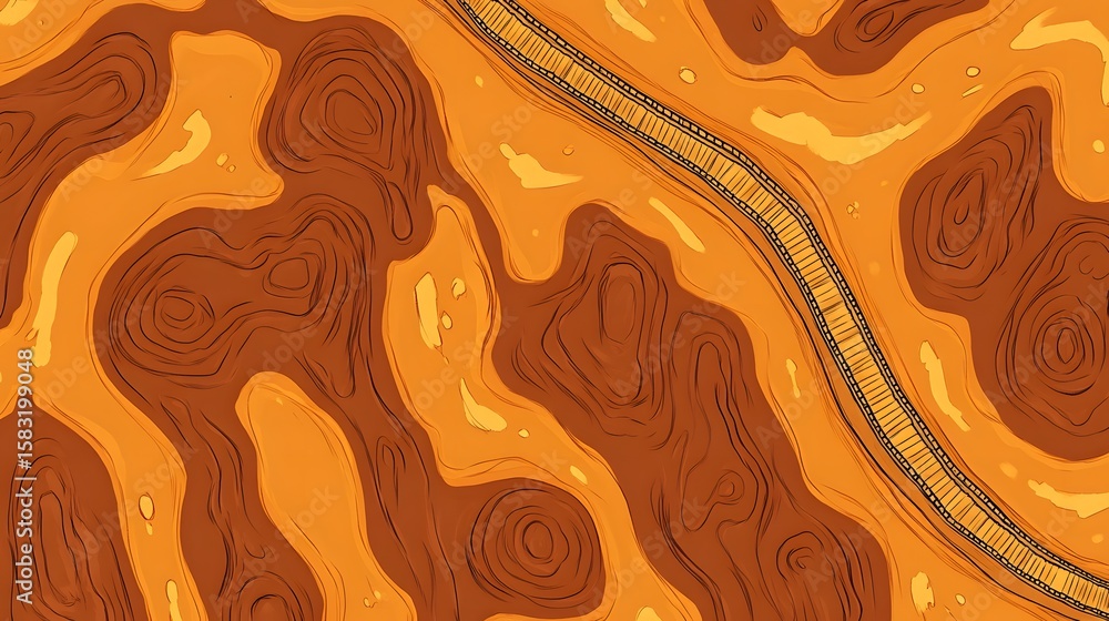 Poster intricate, abstract design of flowing lines and shapes.