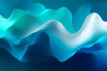 Flowing abstract waves in shades of blue and green create a serene atmosphere and evoke feelings of tranquility and calmness
