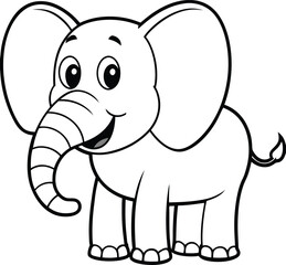 Playful Elephant Cartoon Outline with Open Mouth for Engaging Content