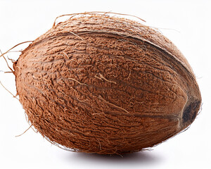 White isolated whole tropical coconut