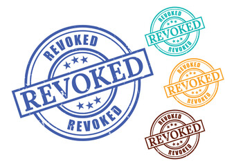 Revoked Grunge Rubber Stamp Collection, Official Cancellation Vector Set  
