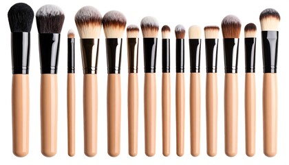 Makeup brushes in a row