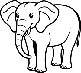 Cheerful Elephant Line Art for Children's Educational Materials