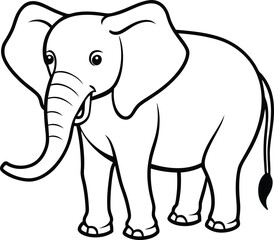 Playful Elephant Cartoon Outline for Fun and Educational Content