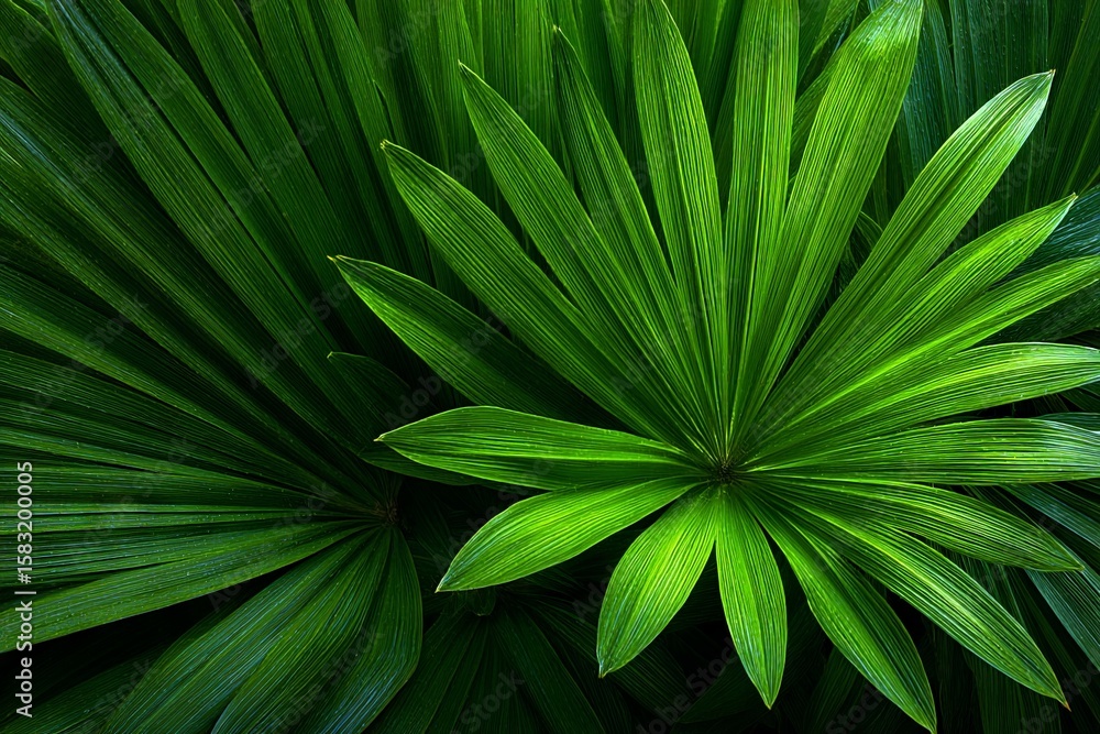 Poster vibrant green leaves display intricate patterns and textures in a lush natural setting