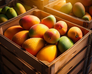 Fresh organic oranges in a market basket with ripe, juicy summer fruits