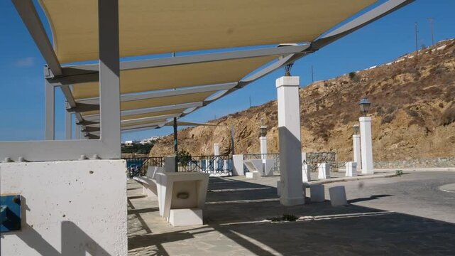 famous windmills of Mykonos island over seascape, Mykonos island, Greece. High quality 4k footage