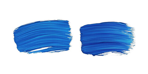 Blue paint strokes on white background showcasing texture and color variation, isolated on transparent background