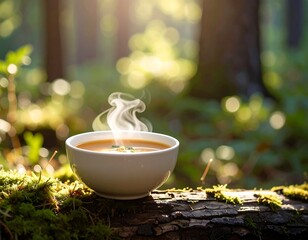 Warm soup in a forest