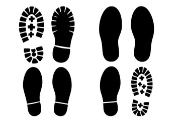 Silhouettes of Shoe Prints Isolated on White Background