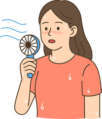 A woman with a fan