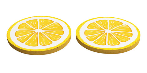 Realistic lemon slices illustration with vibrant yellow colors and detailed texture, isolated on transparent background