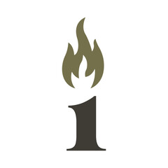 Number One Flame Logo Leadership and Inspiration Icon
