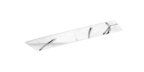 Thin transparent torn tape with crumpled folds – adhesive strip with scattered creases for...