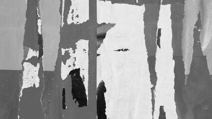 Old ripped torn blank black and white fly posters textures backgrounds grunge creased crumpled...