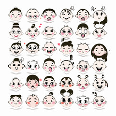 Cartoon skull and crossbones icon set with funny faces and animal characters