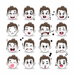 Funny Cartoon Faces Collection of People with Different Expressions