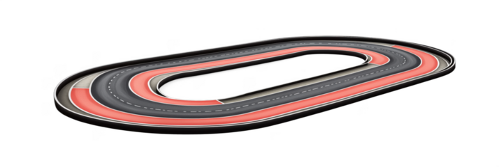 Slot car racing track design with multiple lanes and vibrant colors, isolated on transparent background