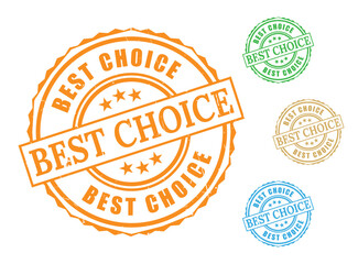 Best Choice Product Stamp Set, Grunge Style Top Rated Label Vector  