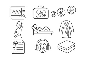 Maternity, pregnancy outline icon set. healthcare, baby planning icons collection