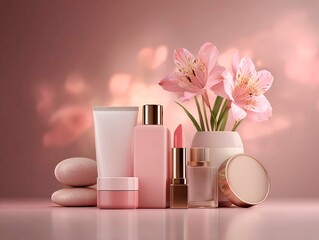 Fresh idea for cosmetic product design on elegant background, Banner for cosmetics store.
