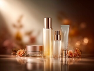 Fresh idea for cosmetic product design on elegant background, Banner for cosmetics store.