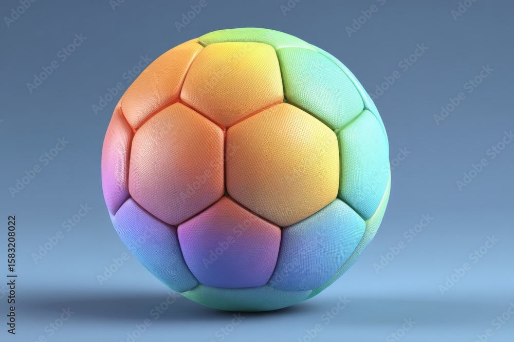 Poster colorful soccer ball with a gradient design on a simple background creating a vibrant sports atmosph