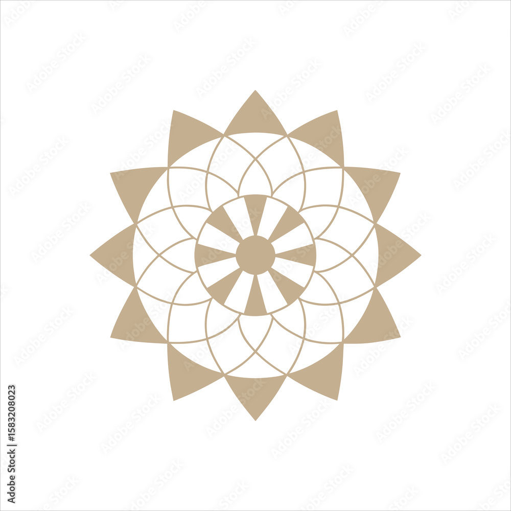 Poster minimalist circular mandala design with intricate geometric patterns