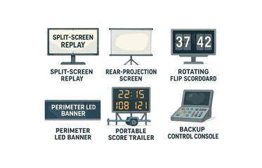 Obraz premium Various score display screens and control console illustration