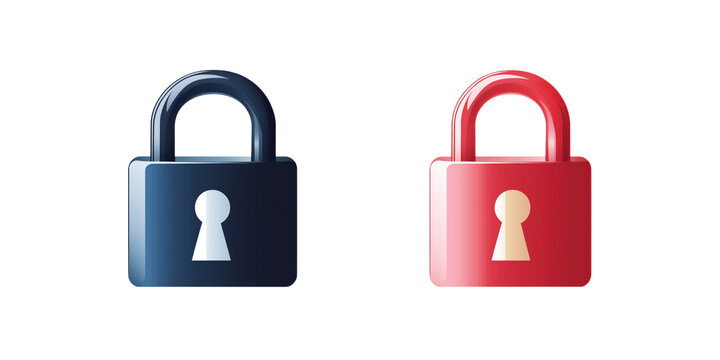 Colorful padlocks representing security and privacy concepts in digital design, isolated on transparent background