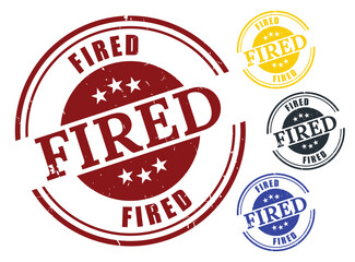 Fired Stamp Vector Set, Grunge Style Job Termination Label Collection  