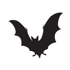 Fototapeta premium Bat silhouette black and white vector icon 