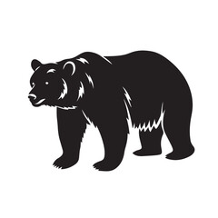 Bear silhouette black and white vector icon
