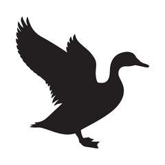 Duck silhouette black and white vector icon
