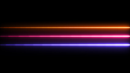 Bright neon line animation. Horizontal neon line animation.  Neon light saber lines